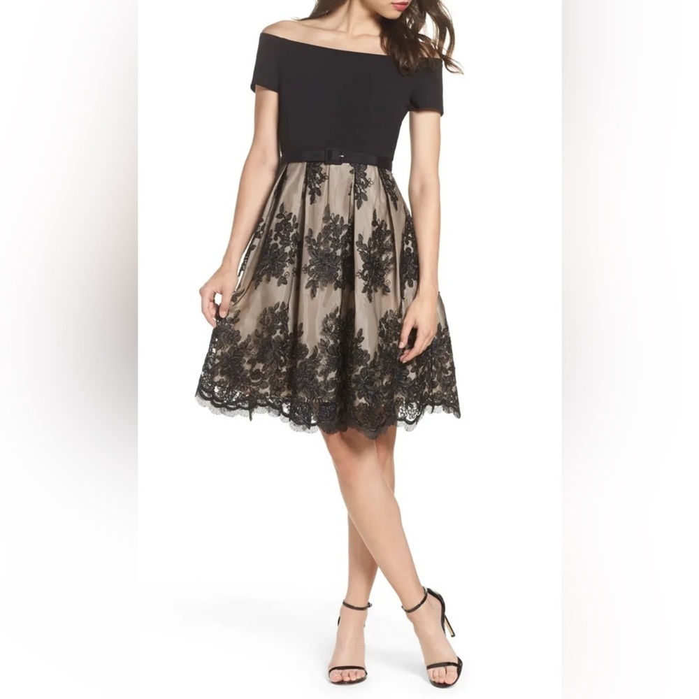 JJs House Black and Tan Lace Dress NWT Size 8
